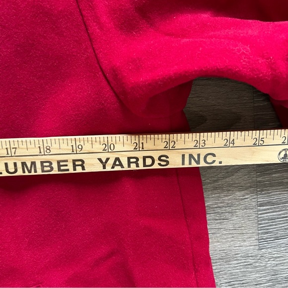 Jones New York Wool Blend Vibrant Red Full-Zip Lined Pea Coat Women's size 12 - Picture 8 of 9